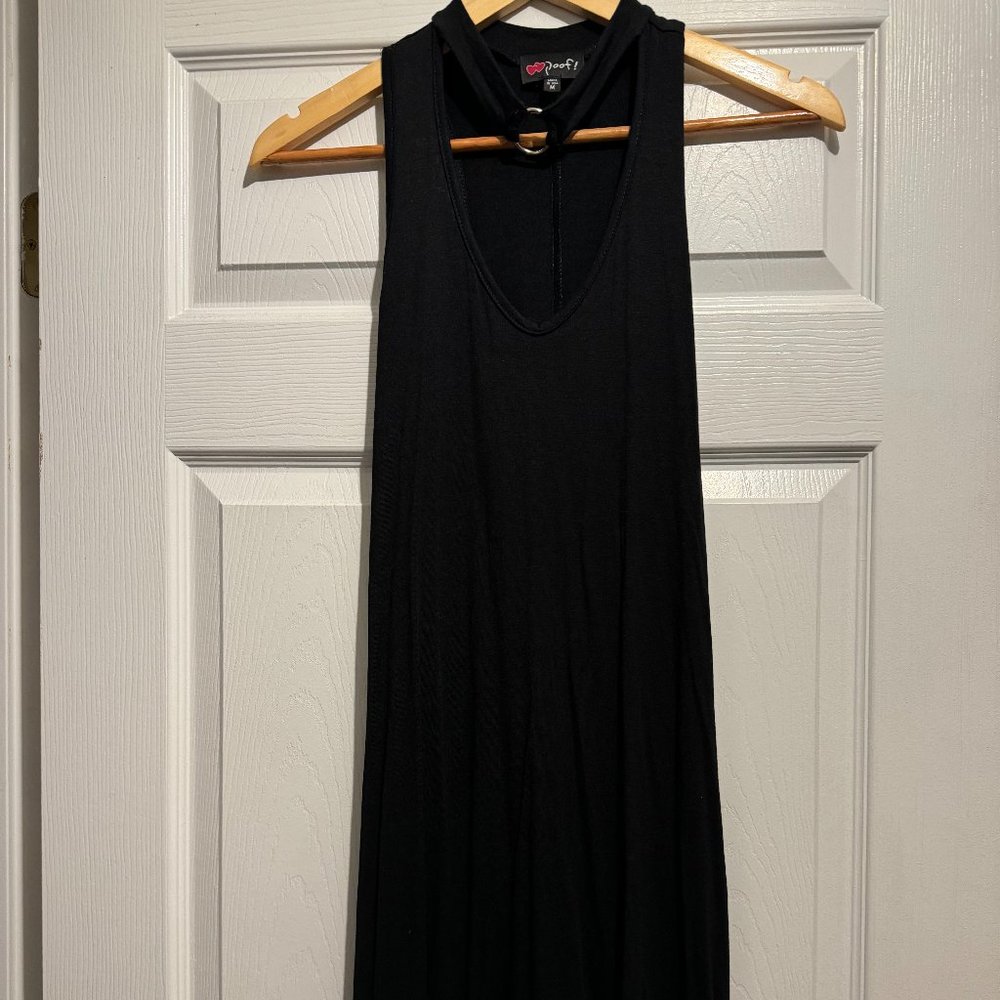 Black Silver Ring Choker Goth Midi Jersey Dress - Sizes M & L Available - NWT